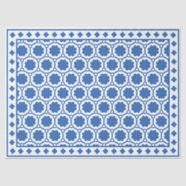 Papel De Seda White Blue Modern Bone Inlay Decoupage Paper