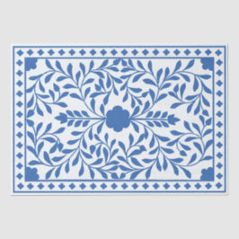 Papel De Seda White Blue Traditional Bone Inlay Decoupage Paper
