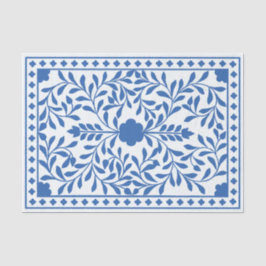 Papel De Seda White Blue Traditional Bone Inlay Decoupage Paper
