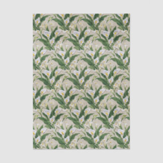 Papel De Seda White Calla Lily Embroidery Floral Pattern