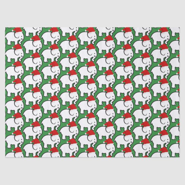 Papel De Seda White Elephant Santa Hat Tissue Paper (Anverso)