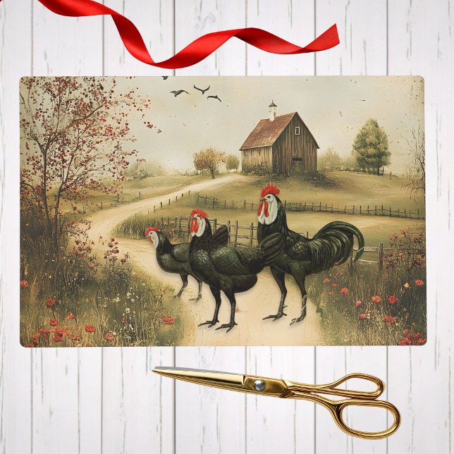 Papel De Seda White Faced Black Spanish Bantam Roosters Chickens (Subido por el creador)