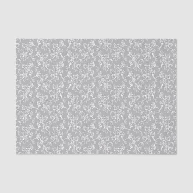Papel De Seda White&Grey moderno suave nombrado Damask (Anverso)