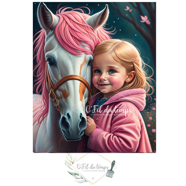 Papel De Seda White horse and Little Cutie in a pink coat (Subido por el creador)