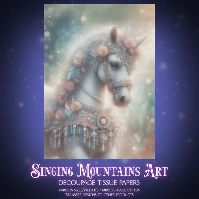 Papel De Seda White Horse Fantasy Animal Craft Decoupage (Subido por el creador)