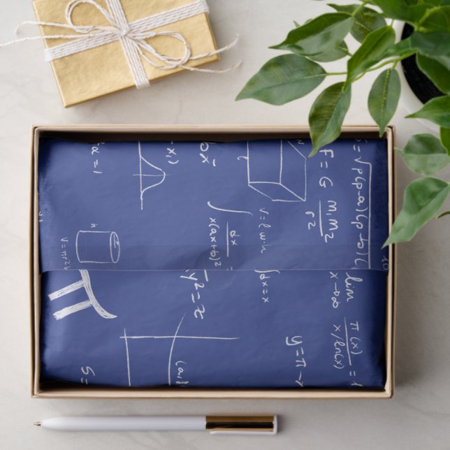 Papel De Seda White Mathematic Formulas Equations Blue (Regalo )