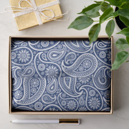 Papel De Seda White on blue vintage paisley pattern