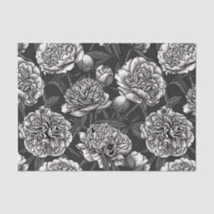 Papel De Seda White peony flowers on dark gray