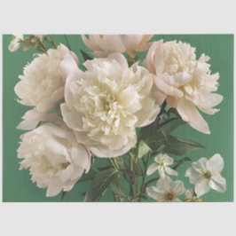 Papel De Seda  White/ Pink Peonies With Spring Flowers Decoupage