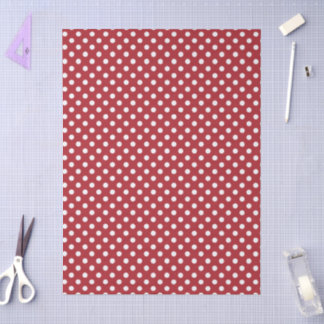 Papel De Seda White Polka Dot On Red Tissue Paper