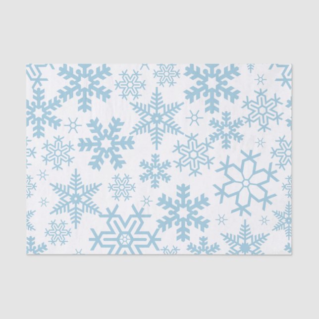 PAPEL DE SEDA WHITE WITH BLUE WINTER SNOWFLAKES (Anverso)