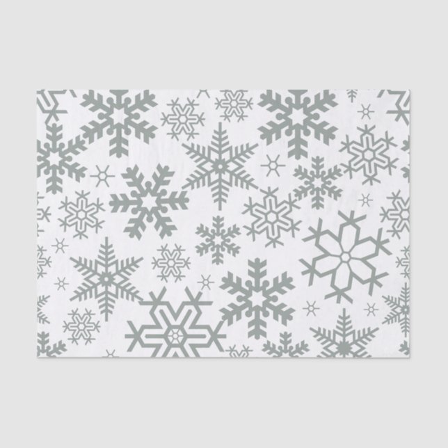 PAPEL DE SEDA WHITE WITH GREEN WINTER SNOWFLAKES (Anverso)