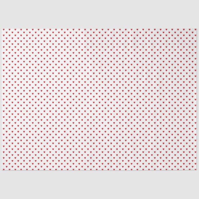Papel De Seda White with Red Hearts Tissue Paper (Anverso)