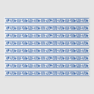 Papel De Seda Whiteblue Bone Inlay Floral Border Decoupage Paper