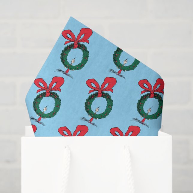 Papel De Seda Who Peeking Through Christmas Wreath (Bolsa de regalo)