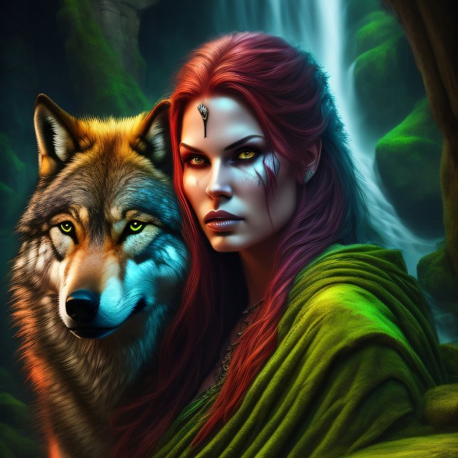 Papel De Seda Wild Amazonian Woman and her Wolf  (Subido por el creador)