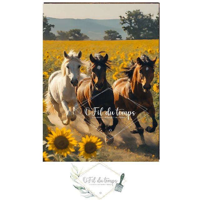 Papel De Seda Wild horses field of sunflowers decoupage  (Subido por el creador)