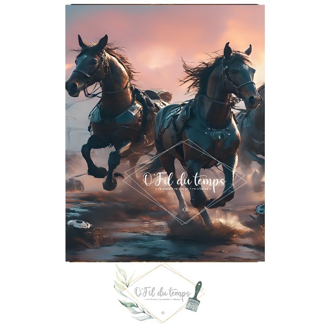 Papel De Seda Wild horses Post apocalyptic futuristic V2 (Subido por el creador)