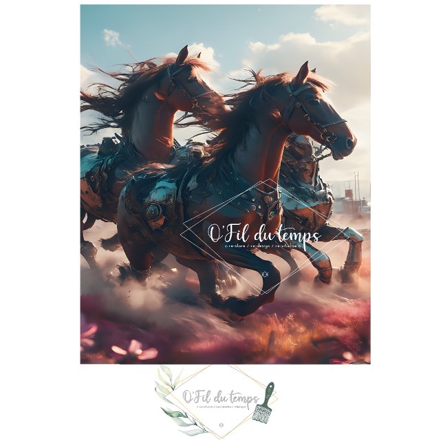 Papel De Seda Wild horses Post apocalyptic futuristic V3 (Subido por el creador)