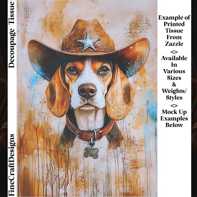 Papel De Seda Wild West Beagle Dog In Cowboy Hat EY4 Decoupage (Subido por el creador)