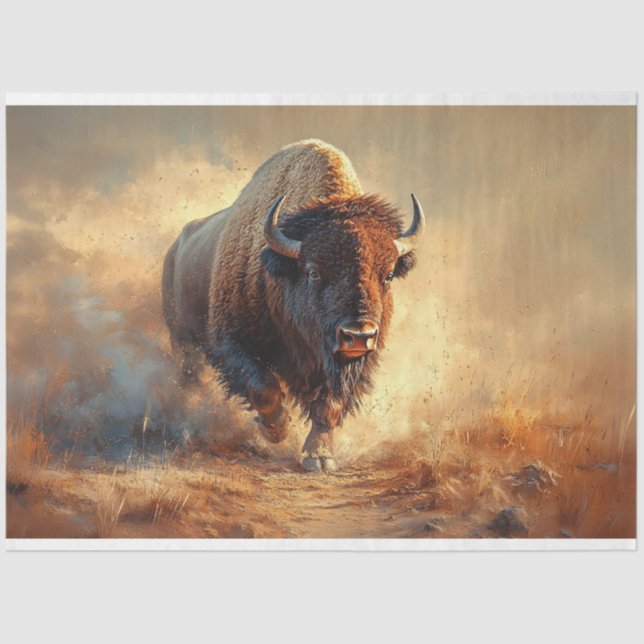 Papel De Seda Wild West Bison Decoupage (Anverso)