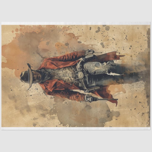 Papel De Seda Wild West Decoupage de Gunfighter occidental (Anverso)