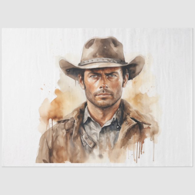 Papel De Seda Wild West Rustic Rambler Cowboy Decoupage (Anverso)