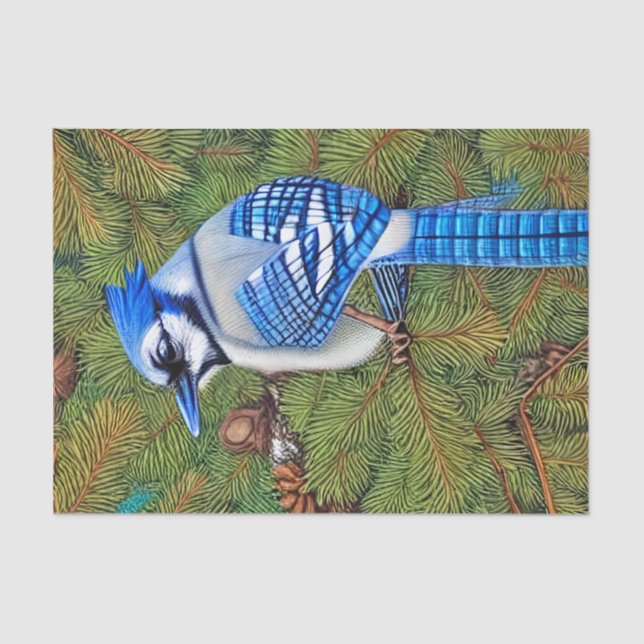 Papel De Seda Wilderness Evergreen Blue Jay (Anverso)
