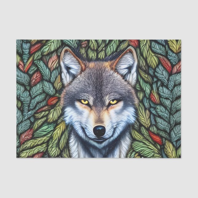 Papel De Seda Wilderness Woodland Predator Wolf (Anverso)