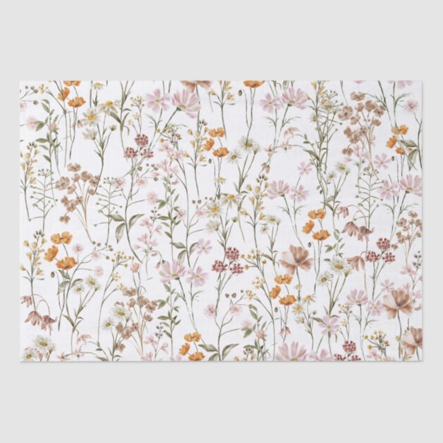 Papel De Seda Wildflower Boho Bloom Garden White (Anverso)