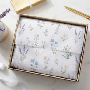 Papel De Seda Wildflower Botánico Azul Lila Floral Boho 