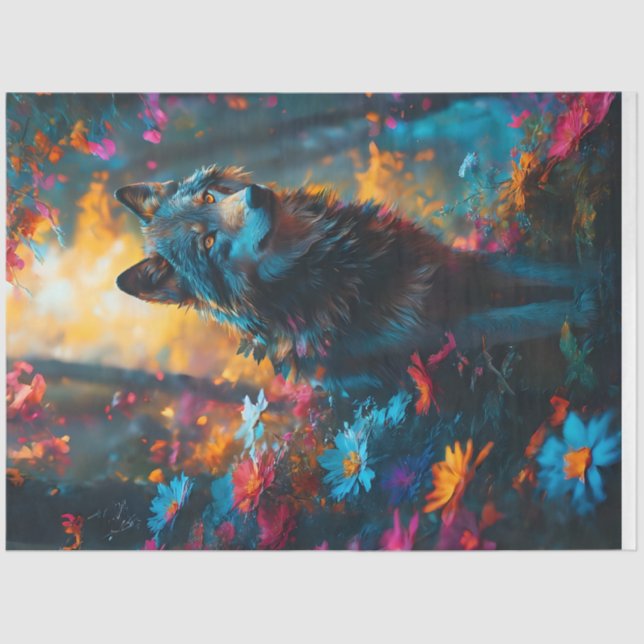 Papel De Seda Wildflower Wolf (Anverso)