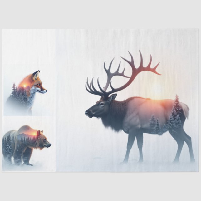 Papel De Seda wildlife sunset double exposure bundle (Anverso)