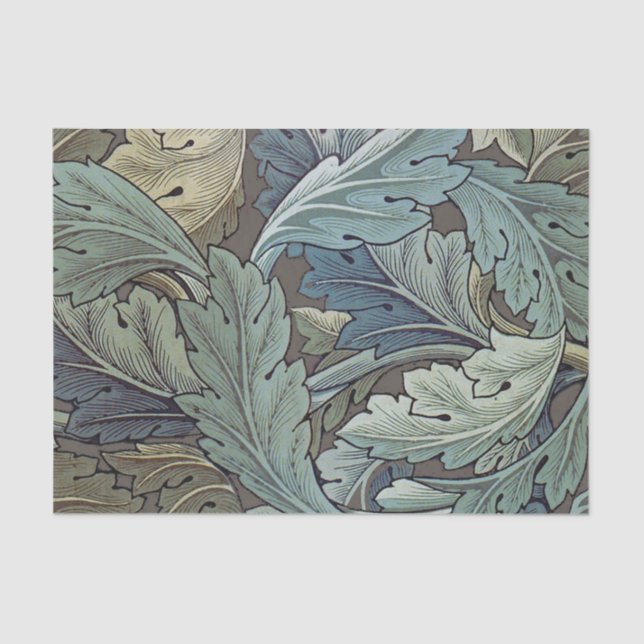 Papel De Seda William Morris Acanthus Sage Flor Floral Botánica (Anverso)