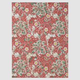 Papel De Seda William Morris Algas Flor Antigua Rojo Verde