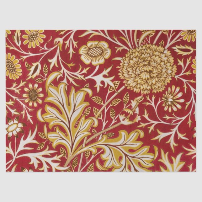 Papel De Seda William Morris Cherwell Patrón floral Rojo (Anverso)