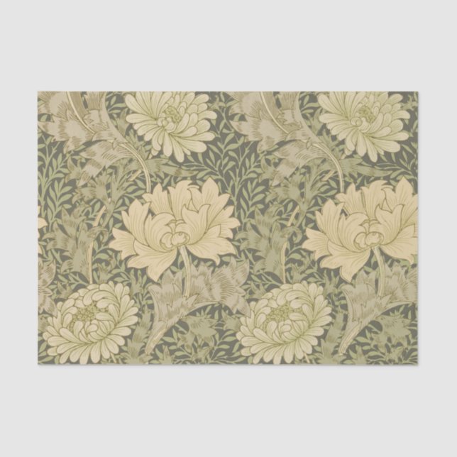 Papel De Seda William Morris Chrysanthemum Sage Flower (Anverso)