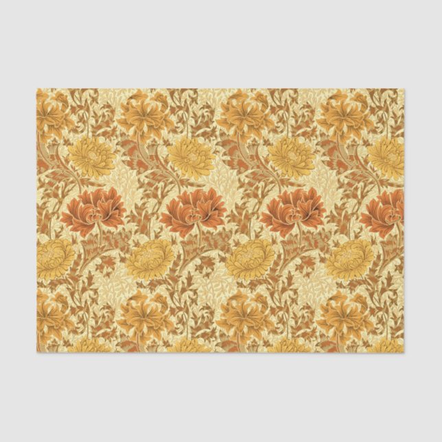 Papel De Seda William Morris Chrysanthemums, Mustard Gold (Anverso)