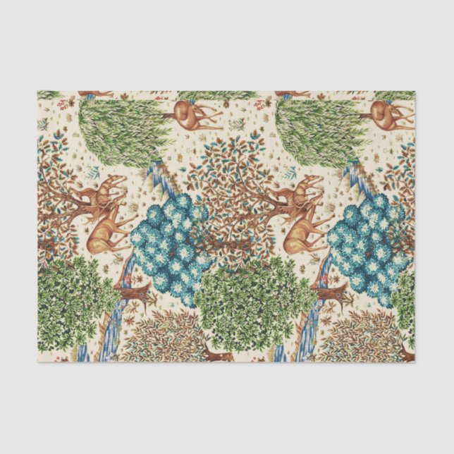 Papel De Seda William Morris Deer por un beige de topografía bro (Anverso)