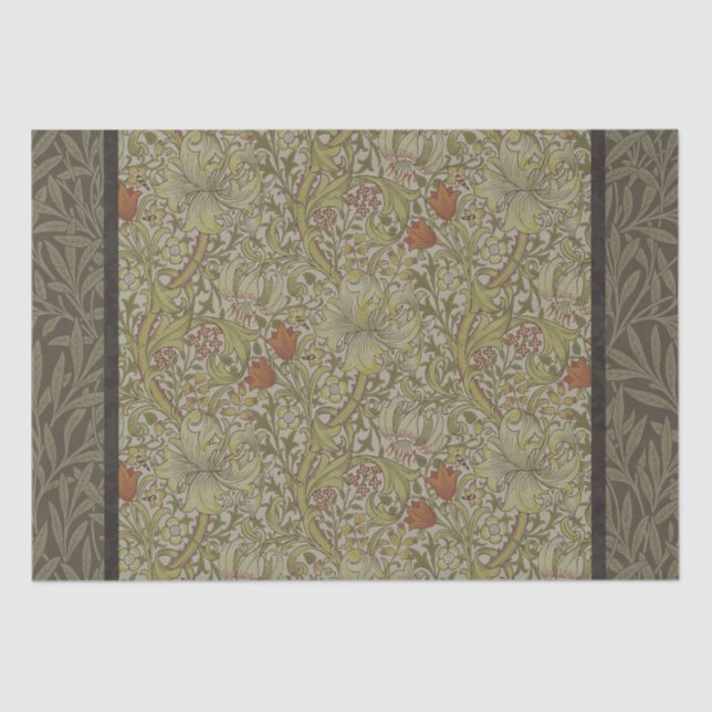 Papel De Seda William Morris Floral lily sauce diseño de impresi (Anverso)