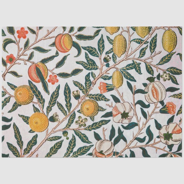 Papel De Seda William Morris Fruta Antigua Granada Blanco (Anverso)