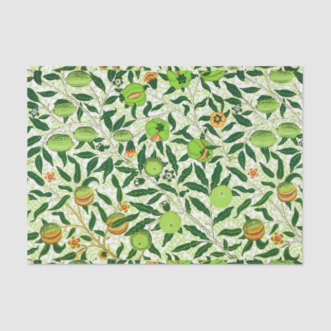 Papel De Seda William Morris Fruta Exótica, Lime Green (Anverso)