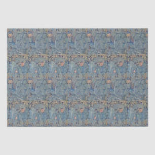Papel De Seda William Morris Hermoso Patrón Floral Rosa Azul