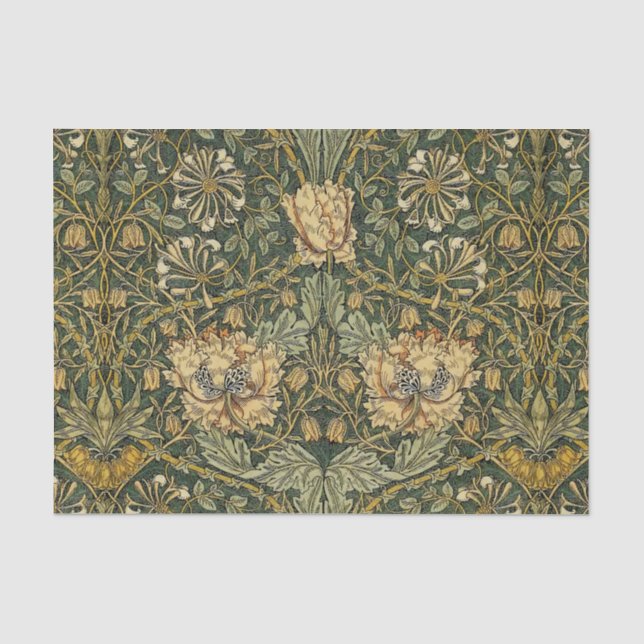 Papel De Seda William Morris Honeysuckle Green Floral (Anverso)