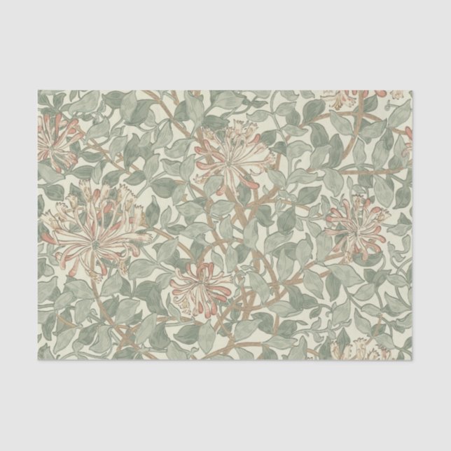 Papel De Seda William Morris Honeysuckle Green Floral (Anverso)
