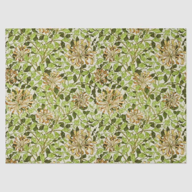 Papel De Seda William Morris Honeysuckle Green Flowers (Anverso)