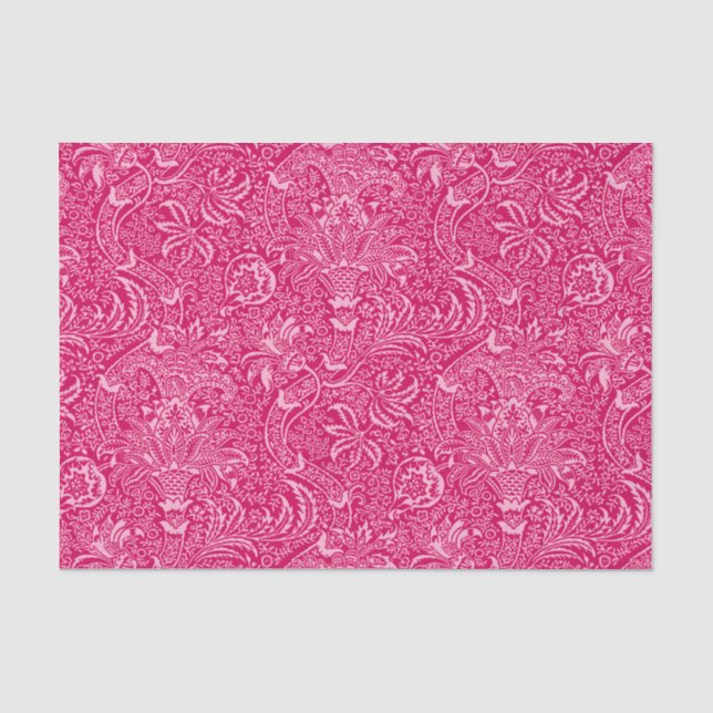 Papel De Seda William Morris Indian, Fuchsia profunda rosa (Anverso)