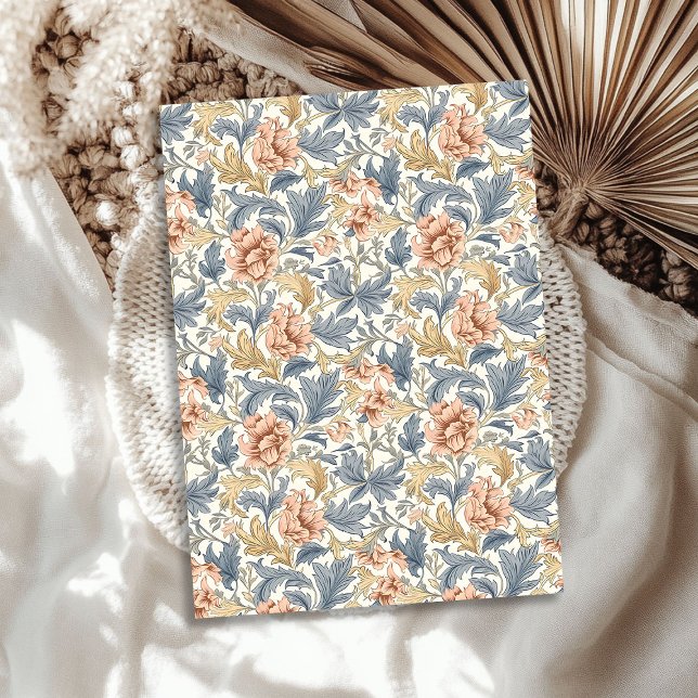 Papel De Seda William Morris inspirado en azul marfil rosa pálid (William Morris inspired pale pink ivory cream blue Tissue Paper)