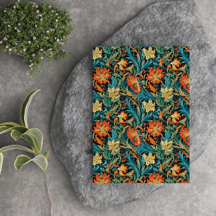 Papel De Seda William Morris inspirado en el cobre amarillo azul