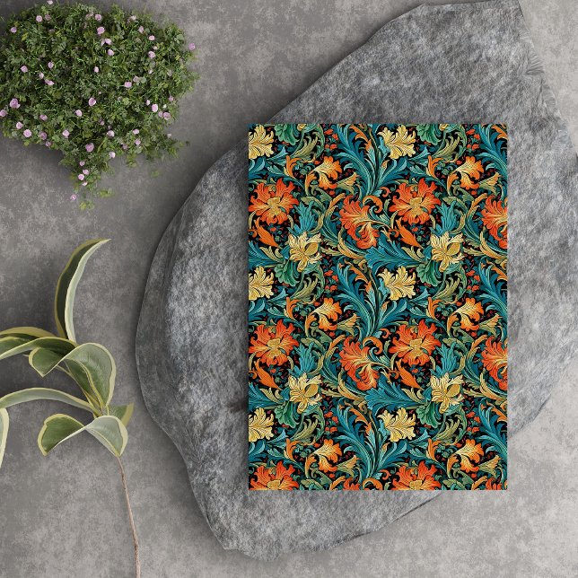 Papel De Seda William Morris inspirado en el cobre amarillo azul (William Morris inspired copper pastel blue yellow Tissue Paper)